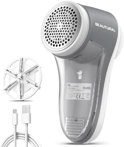 Fabric Shaver and Lint Remover, Rechargeable Sweater Defuzzer, Gray
